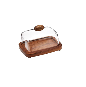 จานใส่เนยไม้ทรงสี่เหลี่ยมผืนผ้ากล่องเก็บชีสภาชนะใส่อาหารใส่เนยสีไม้ธรรมชาติ - Product Image 4