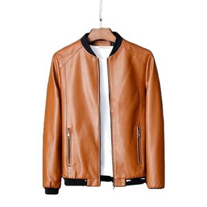 Veste en cuir pour homme de qualité supérieure OEM, automne-hiver, grande taille, mode, couleur unie, fermeture éclair, cuir véritable, veste décontractée pour homme - Product Image 1
