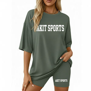 Conjunto de Shorts Deportivos para Mujer, Diseño 2026, 100% Algodón, por Encima de la Rodilla, Color Liso, Casual, para Fitness, Correr, Trotar, Transpirable, de Secado Rápido - Product Image 1