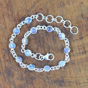 Estilo bohemio, pulsera de piedras preciosas de piedra lunar de Plata de Ley 925, joyería hecha a mano, pulsera de plata, joyería para mujer, regalo de boda para ella - Product Image 3