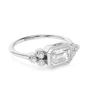 2.00 CT Emerald Cut Colorless Moissanite Engagement Ring, Milgrain Bezel Set Ring, Vintage Art Deco Ring For Women - Product Image 4