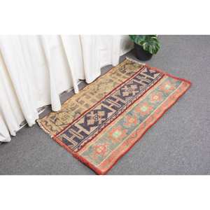 Vintage 18x29ft Turkish Bohemian <b>Wool</b> Area Rug Classic <b>Red</b> & Green Patchwork Design for Entryway 4m Width Latex Backed - Product Image 3