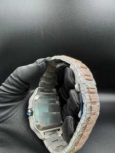 Reloj de Lujo de 41 mm con Diamantes de Moissanita Cuadrados de Acero Inoxidable, Movimiento Mecánico Japonés, Visualización Analógica de Fecha, Estilo Hip Hop Elegante - Product Image 6