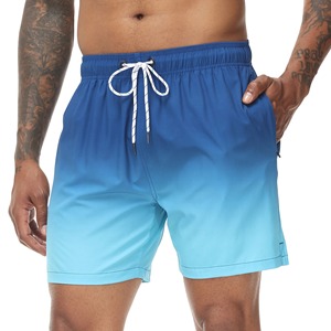 Shorts de bain pour hommes Shorts de bain dégradés Séchage rapide Shorts de plage avec poches zippées et doublure en mesh Maillot de bain tendance pour hommes - Product Image 4
