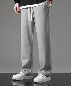 Pantalon de survêtement 100% coton pour hommes personnalisable pantalon de survêtement évasé lavé à l'acide avec motif solide - Product Image 1