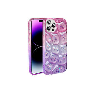 Coque de protection en silicone Netzy 3D à motif pailleté SAFA Hacar pour iPhone 14 Pro Max, protection de téléphone portable en rose et bleu - Product Image 6