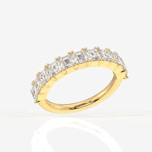 Asscher Cut Moissanite Diamond Wedding Band Sterling Silver <b>Ring</b> - Product Image 2