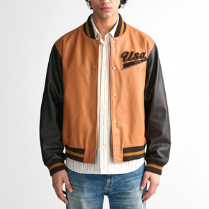 Chaqueta de invierno de 92% poliéster 8% LICRA ecológica para hombre, ropa de calle de piel de oveja, diseño de letras de béisbol, costilla de rayas universitarias - Product Image 6