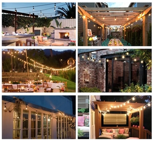 Alta calidad <span class=keywords><strong>48FT</strong></span> 15 piezas bombillas grado comercial jardín Patio luz 110V S14 Cadena de luz LED festón luces al aire libre - Product Image 6