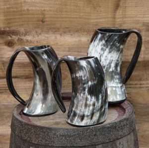 <b>Handmade</b> Natural Burnt Horn <b>Mug</b> with Wooden Base Solid Pattern Viking Beer Drinking Ceramic Cup with Hand Grip Minimum Order 1pc - Product Image 2
