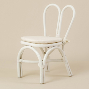 Silla de bebé de ratán con respaldo de conejo, silla de comedor infantil natural, muebles elegantes para habitaciones infantiles - Product Image 1