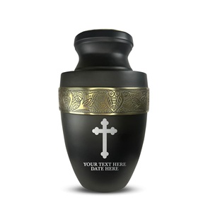Urna de cremación humana personalizada para cenizas de adultos, urna de aluminio para hombres y mujeres con diseño de fecha y nombre, negro con borde plateado, tamaño personalizado - Product Image 4