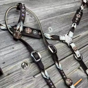 Haute qualité Western bride une oreille Headstall poitrine collier tressé tack ensemble au prix de gros - Product Image 3