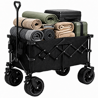 Chariot pliable de gros pour camping et pique-nique en plein air, avec roues pivotantes, en acier à haute teneur en carbone, pour la vente ambulante, le transport de colis et les courses, portable