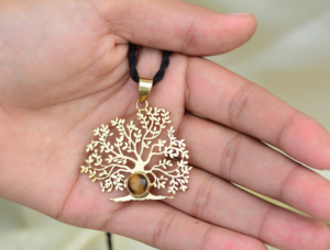 New Arrival Tree Of Life Pendant Boho Brass Necklace Women 18k Gold Plated Tiger Eye Jewelry Chic <b>Charms</b> Wholesale/OEM/ODM - Product Image 4