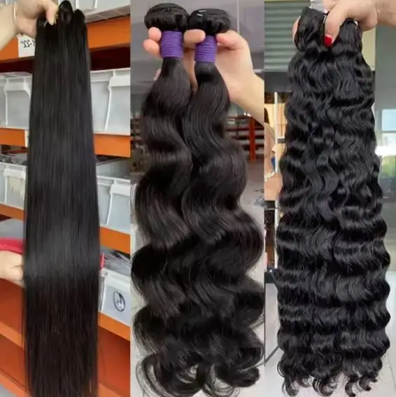 Venditori di capelli ondulati naturali vietnamesi birmani crudi non trasformati vergini, cuticole grezze vietnamite allineate a fasci di capelli umani