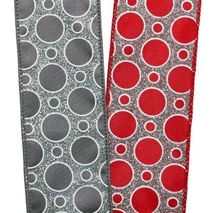 Floral Style Glitter Bubbles Satin Wired <b>Ribbon</b> Roll Linen Polyester and Silk for Birthday Decorations - Product Image 3