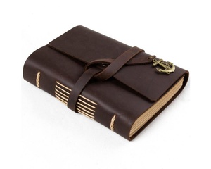 Fermeture à crochet en cuir véritable indien avec papier ligné marron blanc vintage fait à la main Antique Premium Dairy pour homme et femme - Product Image 4