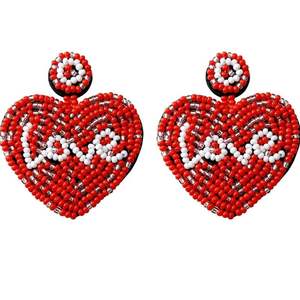 Cuentas de semillas hechas a mano, Pendientes colgantes, labios, forma de corazón, bordado de cuentas de moda, Multicolor elegante diseño, fiesta Unisex - Product Image 2