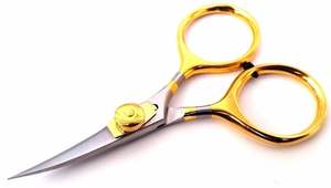 Tijera de afeitar para atar moscas curvada 5 "Super Blades perilla ajustable bucles dorados - Product Image 3