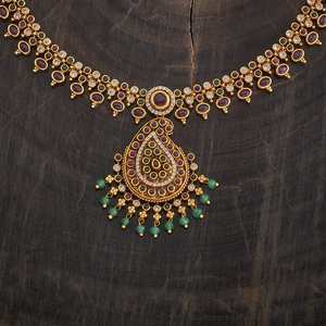 Women's Antique Zinc Alloy Short Water Drop <b>Necklace</b> with Synthetic Stones Elegant and Timeless for Wedding Occasions - Product Image 3