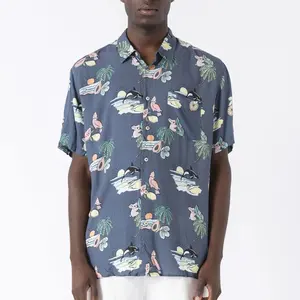 เสื้อฮาวายแขนสั้นสำหรับผู้ชาย,เสื้อชายหาดเขตร้อนพิมพ์ลายเต็มรูปแบบได้ตามต้องการสำหรับฤดูร้อน
