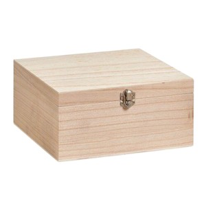 Caja de almacenamiento de madera de pino natural de primera calidad al por mayor con tapa con bisagras y cierre de metal para joyería artesanal y decoración del hogar - Product Image 1