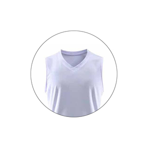 Maillot de basketball unisexe haute qualité taille XS, personnalisable avec logo, respirant, 100 % polyester, col en V, sans manches, compétitif, très demandé - Product Image 4
