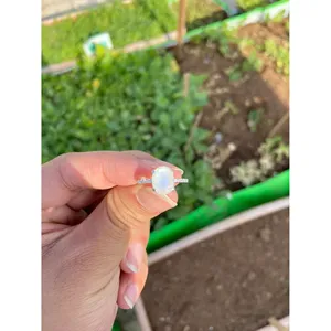 925 Silver Oval Moonstone <b>Adjustable</b> <b>Ring</b> Fashionable Trendy Rose Gold & Gold & Rhodium Plated Inlaid Style for Engagement - Product Image 3