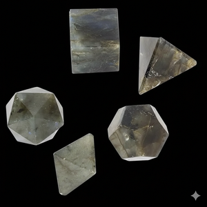 Vente en gros 5pcs Agate Labradorite Géométrie Sacrée Set Premium Gemstone Quartz Platonique Solide Cristal Ange Motif Fourniture en vrac - Product Image 1