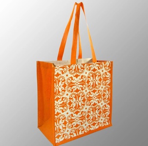 Sac fourre-tout naturel imprimé personnalisé imprimé en jute coloré sac à provisions en toile de coton réutilisable exportation partout dans le monde - Product Image 4