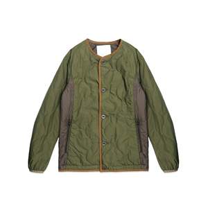 White <b>Primaloft</b> Quilted No Collar Winter Outdoor Mountaineering <b>Jacket</b> Woven Cotton Polyester Filling for Autumn Pattern - Product Image 1