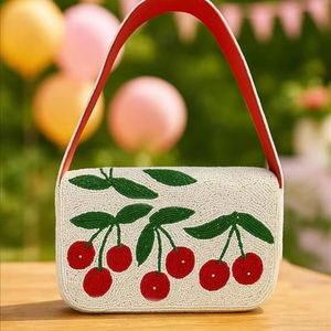 กระเป๋าถือแฮนด์เมด MS Handicraft รุ่น MS-WC-001 ประดับลูกปัดแก้วหลากสี รูปทรงตามสั่ง สไตล์บาแกตต์ งานแฮนด์เมดจากอินเดีย - Product Image 1