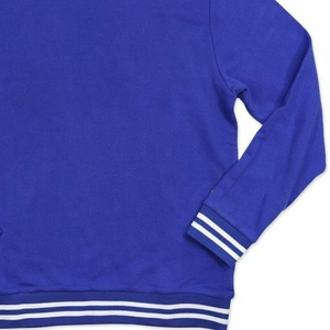Sweat-shirt surdimensionné personnalisé pour femme en polyester/coton doublé 360g, col rond, bleu et blanc, broderie chenille, lettrage, logo frontal - Product Image 3