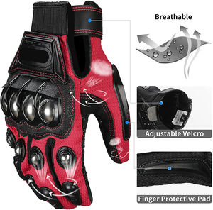 Gants classiques de moto en cuir Vintage respirant pour écran tactile, gants de course de moto de Motocross - Product Image 3