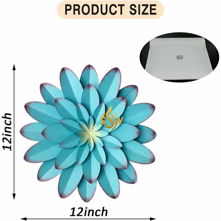 Fancy Design Wall Art Metal Wall Hanging Decor Blue Color Floral Handmade Modern Decorative Cafe and Hotels Wall Mounted Art