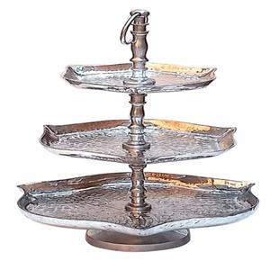 Fruits Cake Server Stand 3 Tier Multi Functional Handmade Decorative Cake Stand Nickle Plated Shiny Finishing Cake Stand - Product Image 1