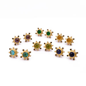 Designer de luxe péridot quartz et onyx noir boucle d'oreille double pierre boucles d'oreilles en pierres précieuses bijoux fabriqués à la main goujon minimaliste - Product Image 3