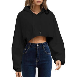 เสื้อครอปมีฮู้ดกันหนาวของผู้หญิง OEM เสื้อสวมหัวขนแกะแห้งเร็วระบายอากาศได้ดีชุดออกกำลังเนื้อผ้าโพลีเอสเตอร์/ คอตตอน - Product Image 1