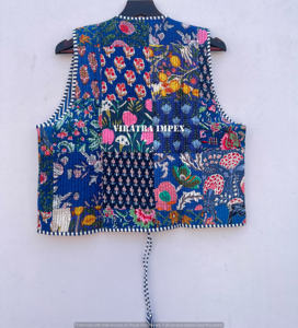 Chaqueta acolchada de algodón para mujer, Kimono con abertura frontal, a rayas, hecha a mano, chaqueta acolchada Vintage con borde crudo - Product Image 4