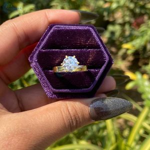 14K Solid Yellow Gold Two Stone Proposal Ring 1.3CT Round Brilliant Cut Engagement Ring VVS1 Moissanite <b>Bridal</b> Ring - Product Image 1