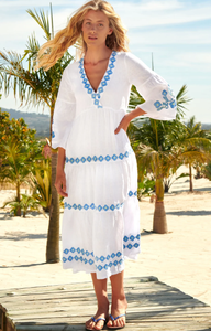 ชุดเดรสแนวใหม่ชุดเดรสยาวแขนพองปักลายชุดเดรสใส่ไปงานปาร์ตี้คอวีแบบลำลอง - Product Image 4