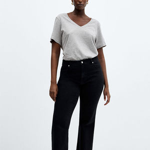 Camisetas de moda con estampado personalizado para marcas OEM Factory Direct Women Deep V Neck T Shirts - Product Image 4