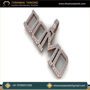 Colgantes Personalizados de Plata 925 con Baño de Oro Rosa y Diamantes Cultivados en Laboratorio, Letras con Incrustaciones de Diamantes, Estilo Hip Hop, Modernos - Product Image 2