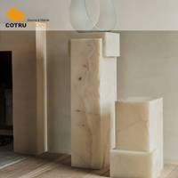Table basse en marbre blanc naturel, dalle de marbre vert, dalle d'onyx, table d'appoint design, mobilier de maison, socle en marbre de luxe