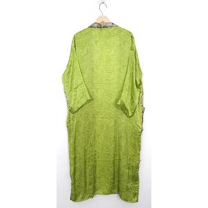 Vintage Floral Printed Silk Kimono <b>Bathing</b> Gown Indian Sleeves Summer Autumn Shower Robe Sleepwear Swim Jacket for Spring Wear - Product Image 3