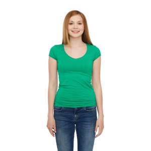 Custom OEM Customize Cotton Fabric <b>T</b>-<b>shirt</b> for <b>Women</b> with Regular Length Short Sleeve with <b>V</b>-<b>neck</b> Fit <b>T</b>-<b>shirt</b> for <b>Women</b> - Product Image 2