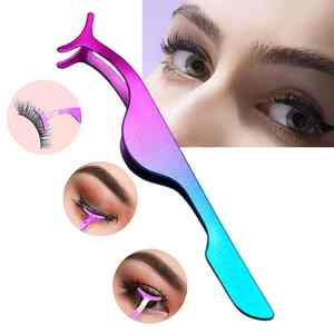 Pinzas para extensión de pestañas de acero inoxidable antiestáticas, herramientas aplicadoras de pestañas multicolores con logotipo personalizado para uso profesional - Product Image 1