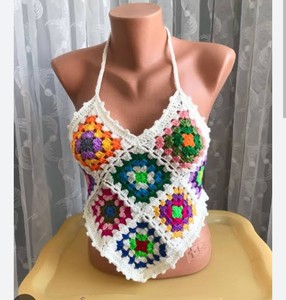 Top corto hecho a mano, ropa de playa de ganchillo para mujer, ropa de vacaciones informal, sexy, estilo sujetador, ropa de playa, Bikini, último traje de baño personalizado - Product Image 4