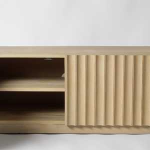 Meuble TV rustique Console multimédia en bois large avec étagères ouvertes et rangement à charnière pour le salon du bar ou de la villa à la maison - Product Image 3